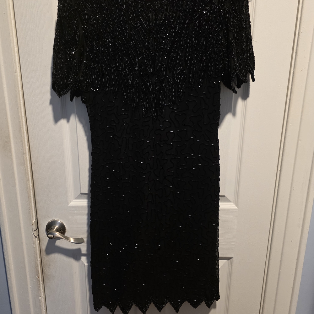 Elegant Vintage Black Beaded Dress
